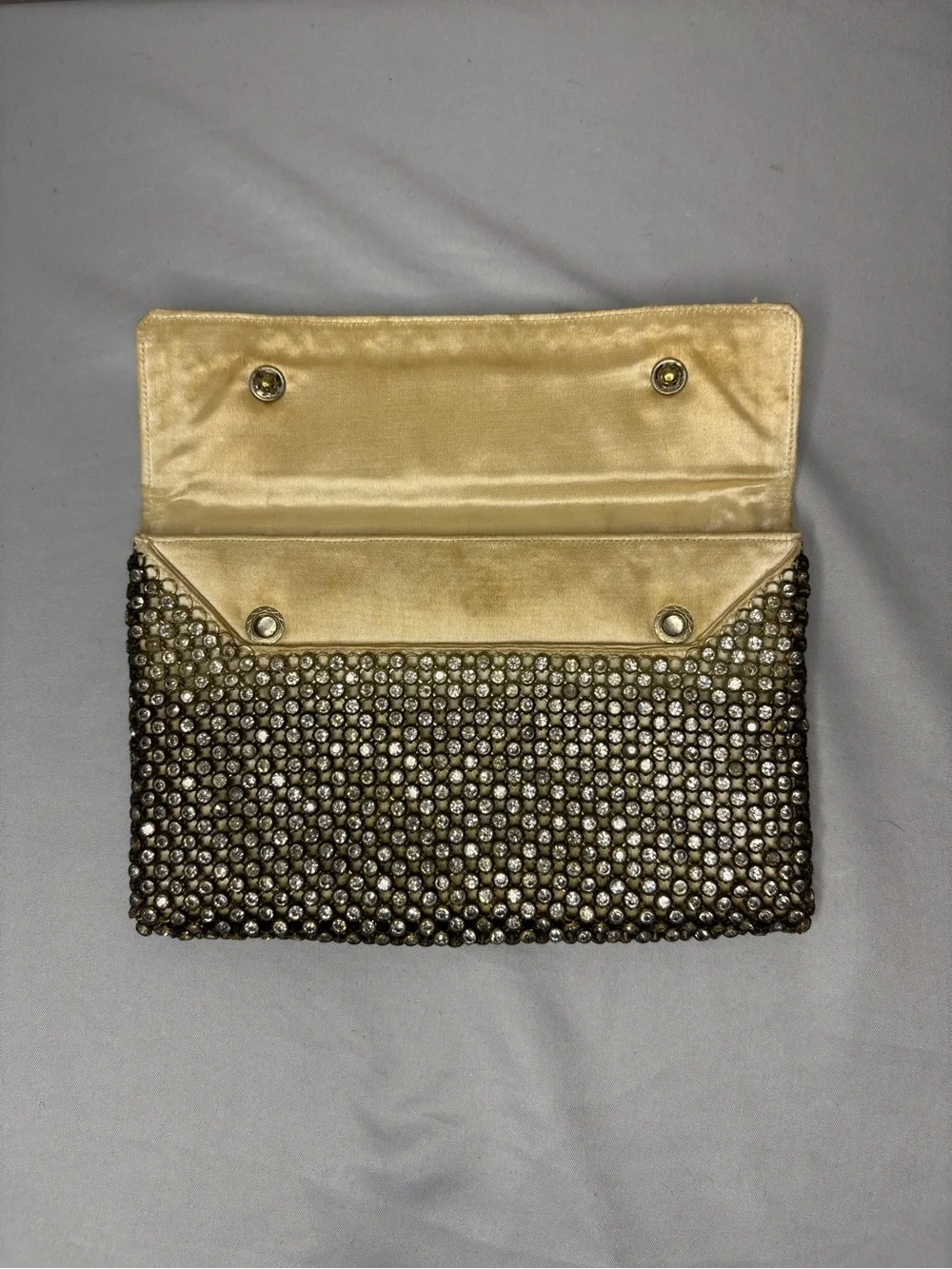 Vintage Saks Fifth Avenue Embellished Gold Crystal Cluth